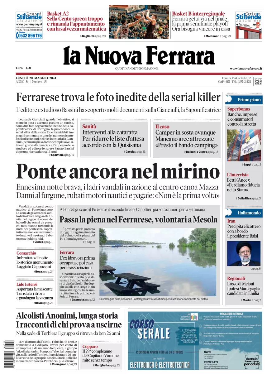 Prima-pagina-nuova ferrara-oggi-edizione-del-2024-05-20